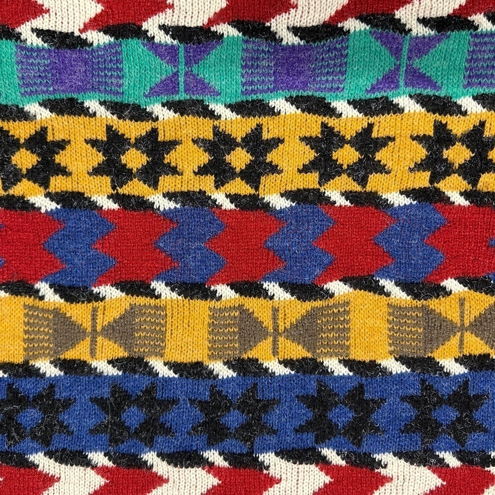 Colorful Geometric Pattern Crew Neck Sweater - Multicolor - Picture 2 of 15